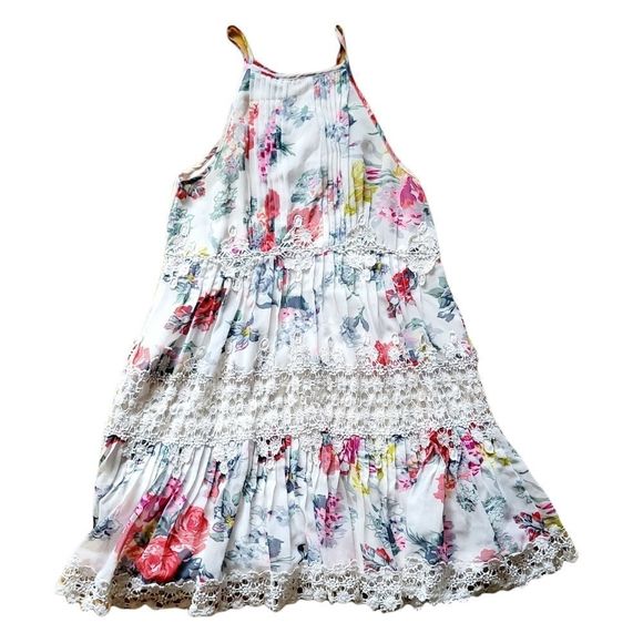 ANTHROPOLOGIE RANNA GILL Kalila Floral Women's Halter Lace Cottagecore Dress - Picture 1 of 12
